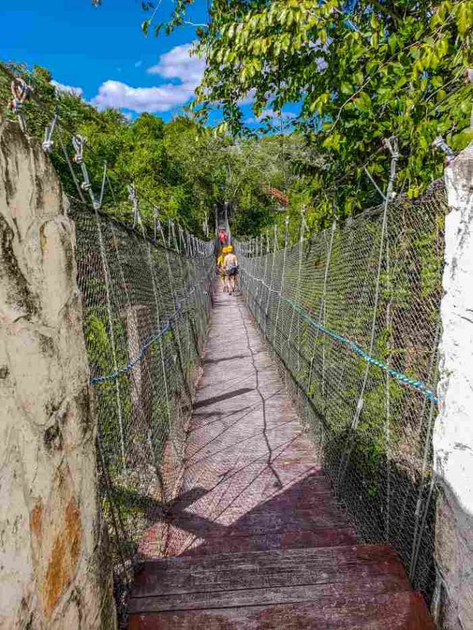 Rope Bridge over Cenote Mexico