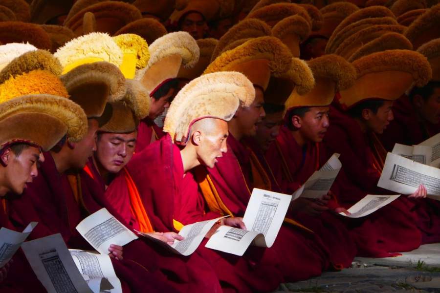 Labrang monastery monks chanting