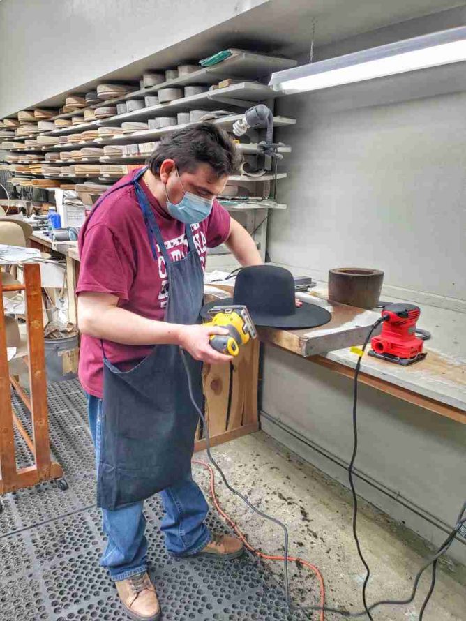 sanding custom hats